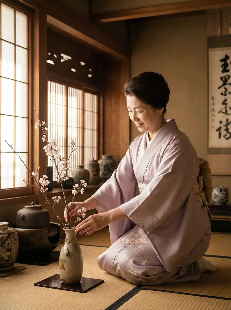 一位优雅的 海角 - 海角官方入口 | 最新影视海角聚集地 在和室中插花